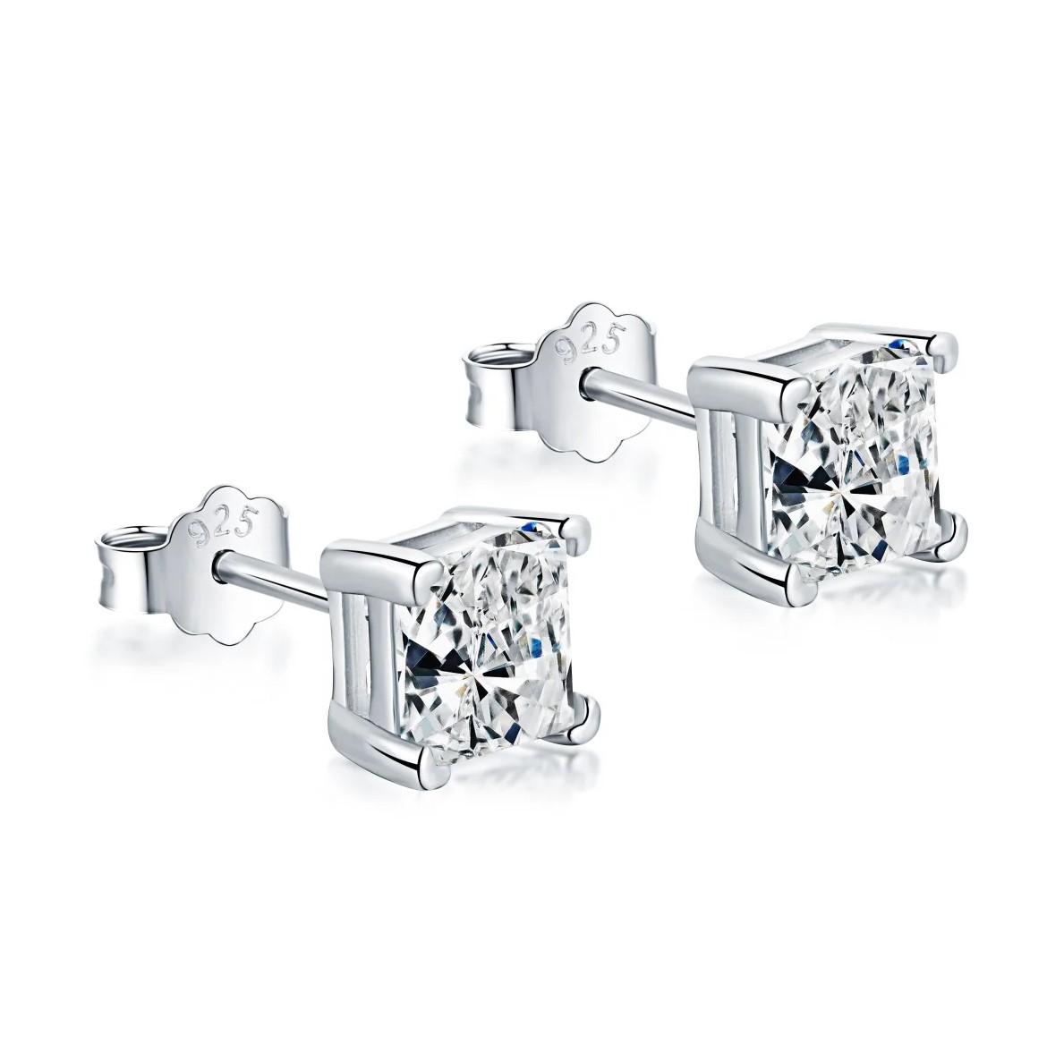Icônic Crystals Square Princess Cut Solitaire Stud Earrings