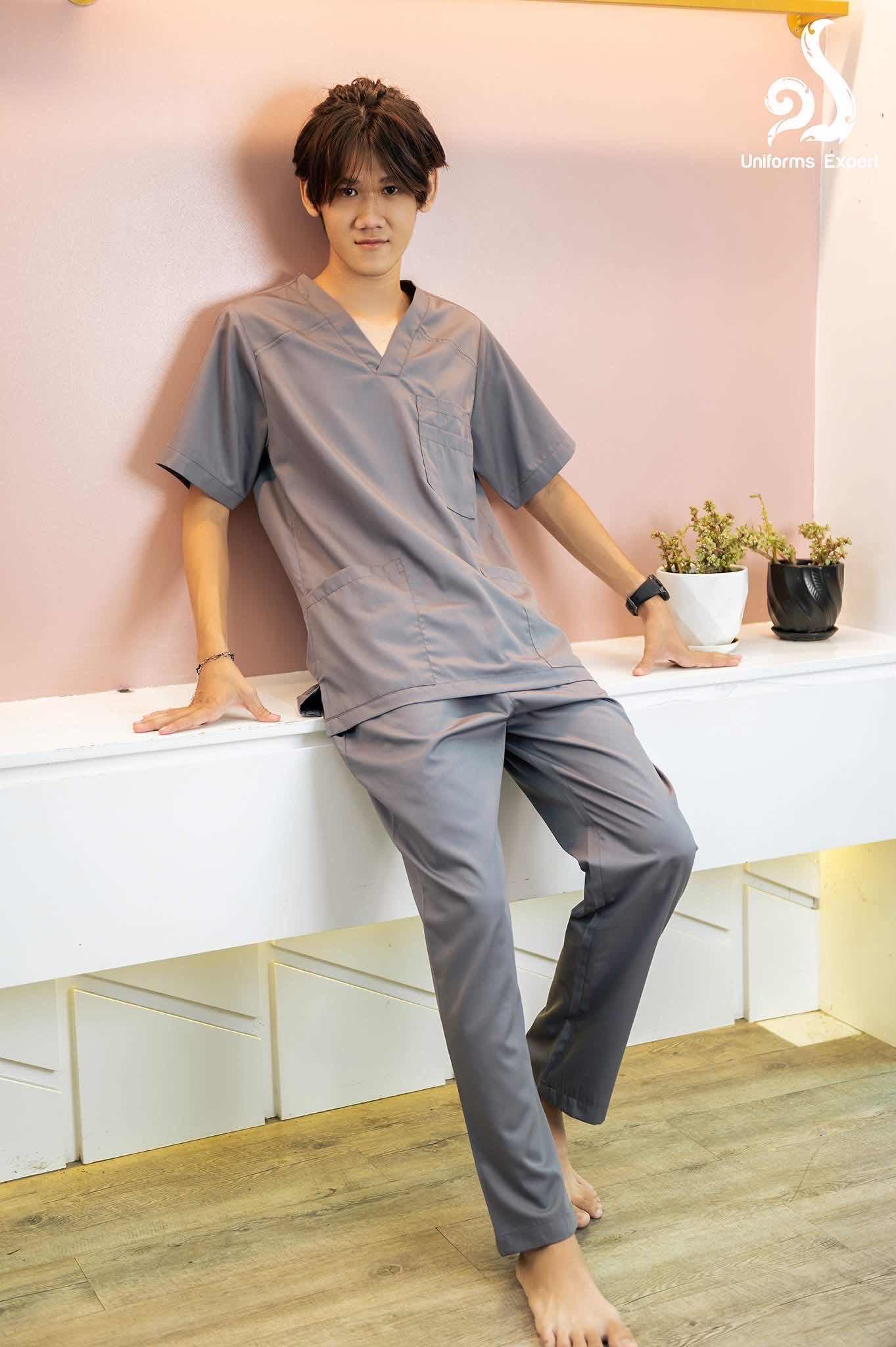 ឈុតបុរសពណ៌ប្រផេះ - Nurse set for men grey color