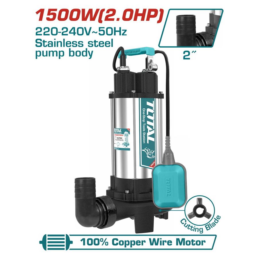 Sewage Water Pump With Cutting Blade 1500W 2.0Hp
