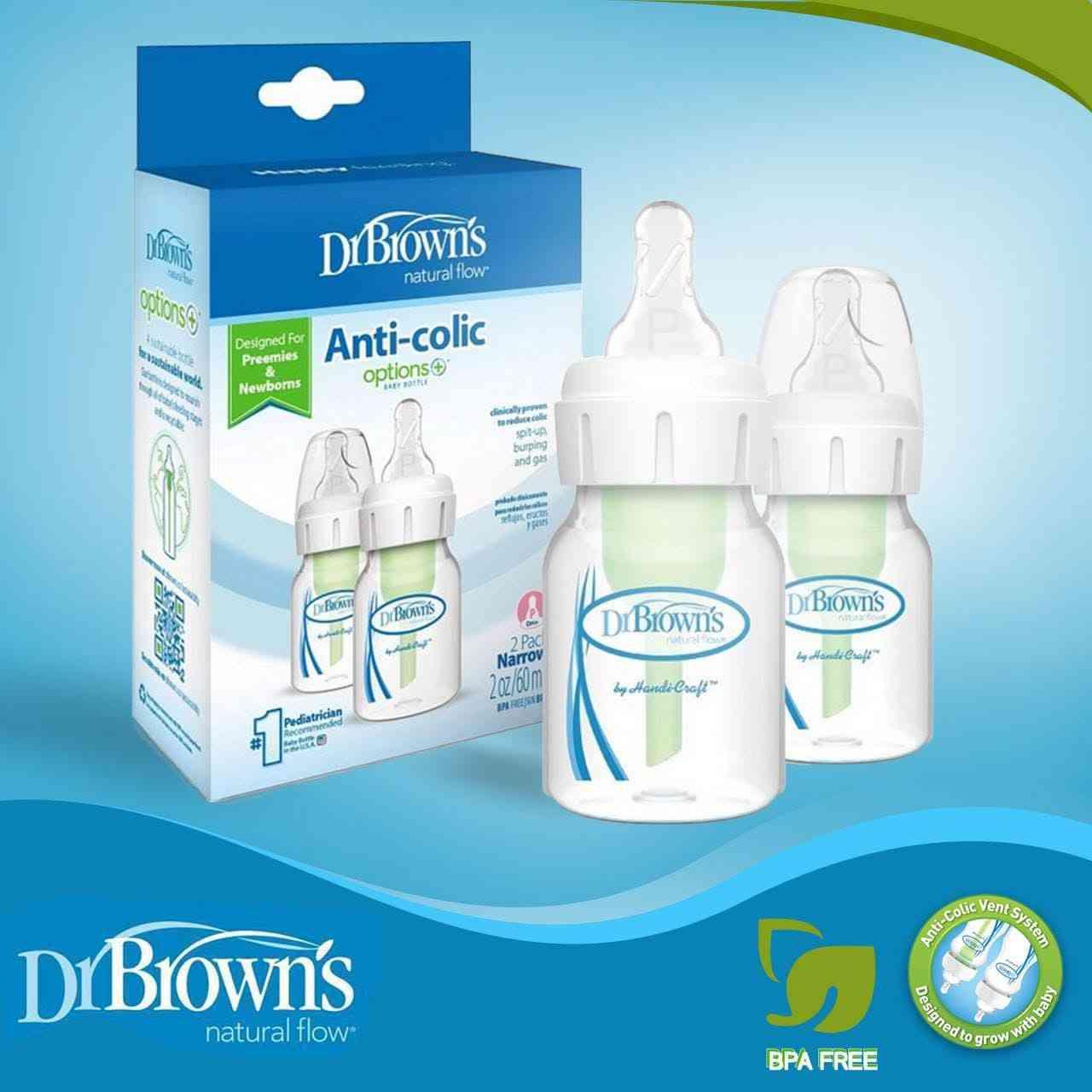 Dr. Brown anti colic bottles 2oz*2