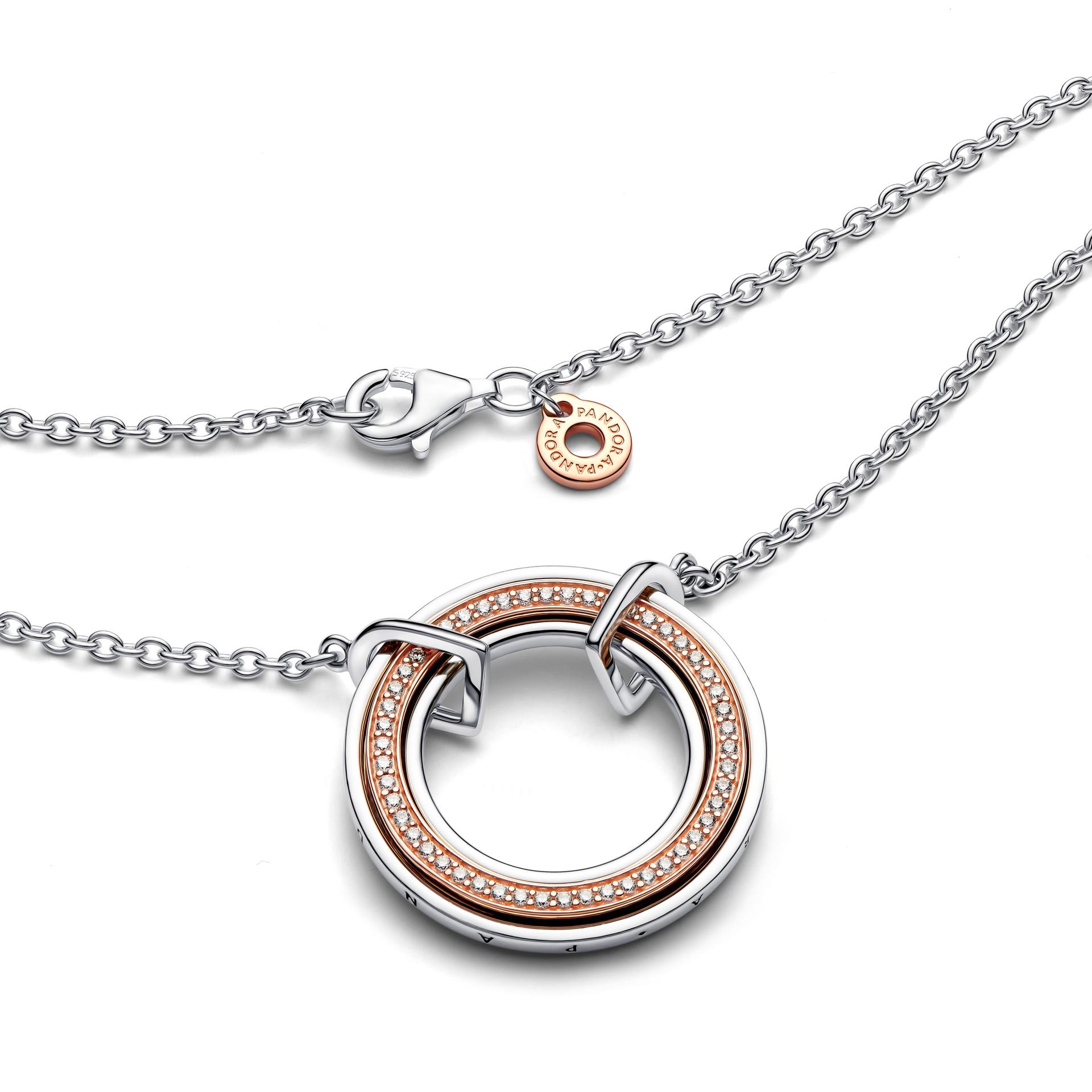 Pandora Signature Two tone Logo & Pavé Necklace