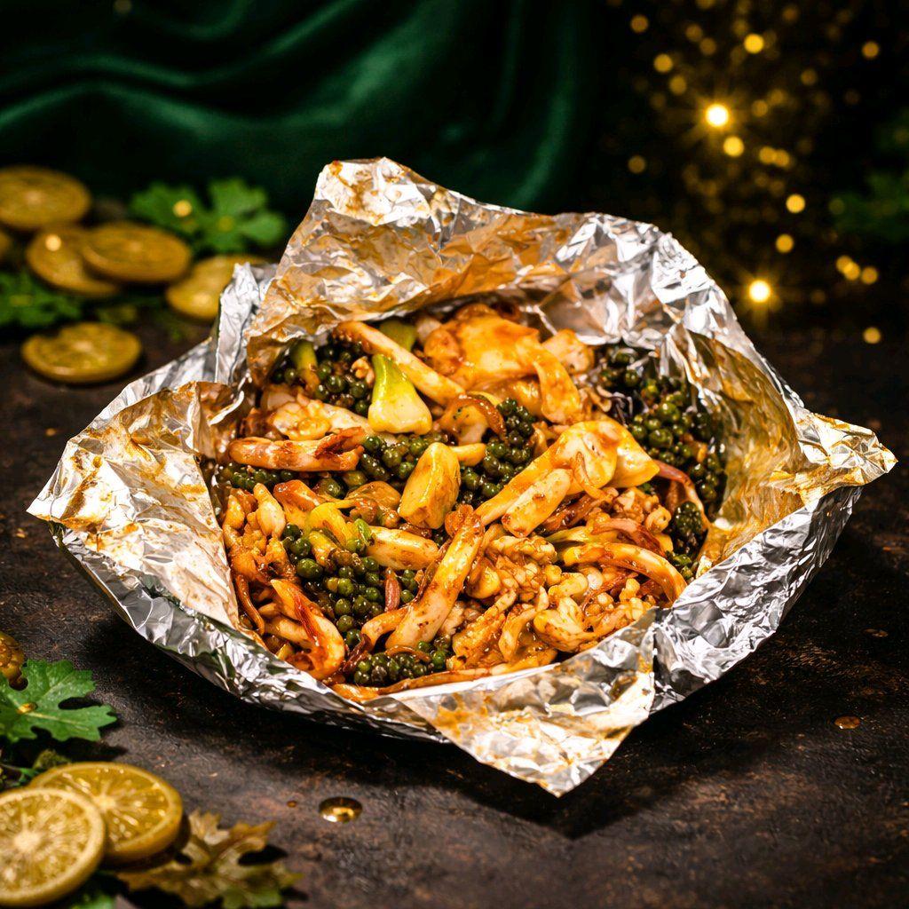 ខ្យងឬស្សីអប់ម្រេចខ្ចី / Steamed Razor Clam with Green Pepper