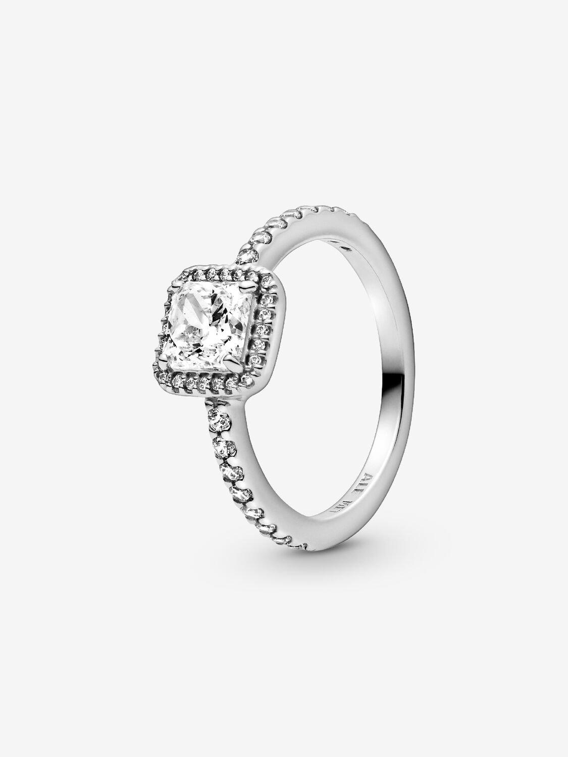Pandora Square Sparkle Halo Ring