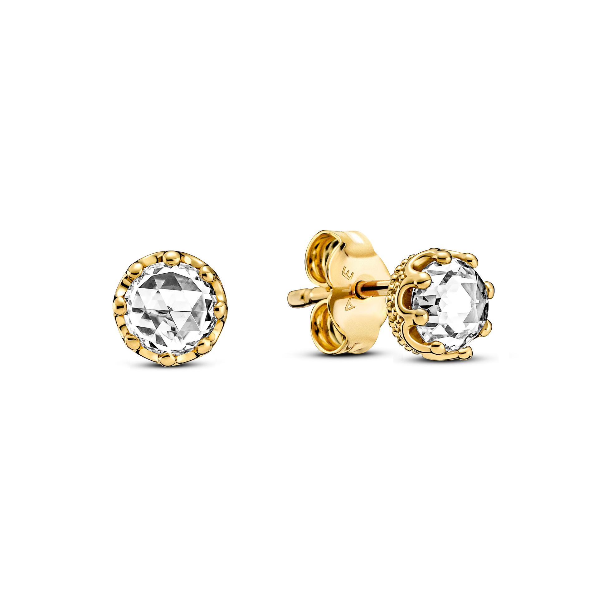 Clear Sparkling Crown Stud Earrings