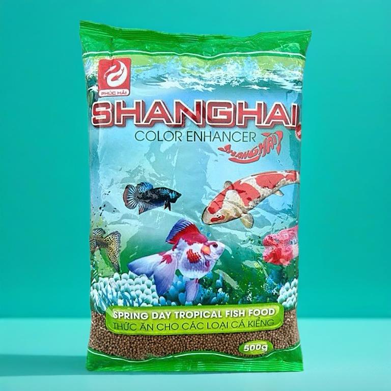 ចំណីត្រី SHANGHAI បង្កេីនពណ៌ សម្រាប់ត្រីច្រេីនប្រភេទ