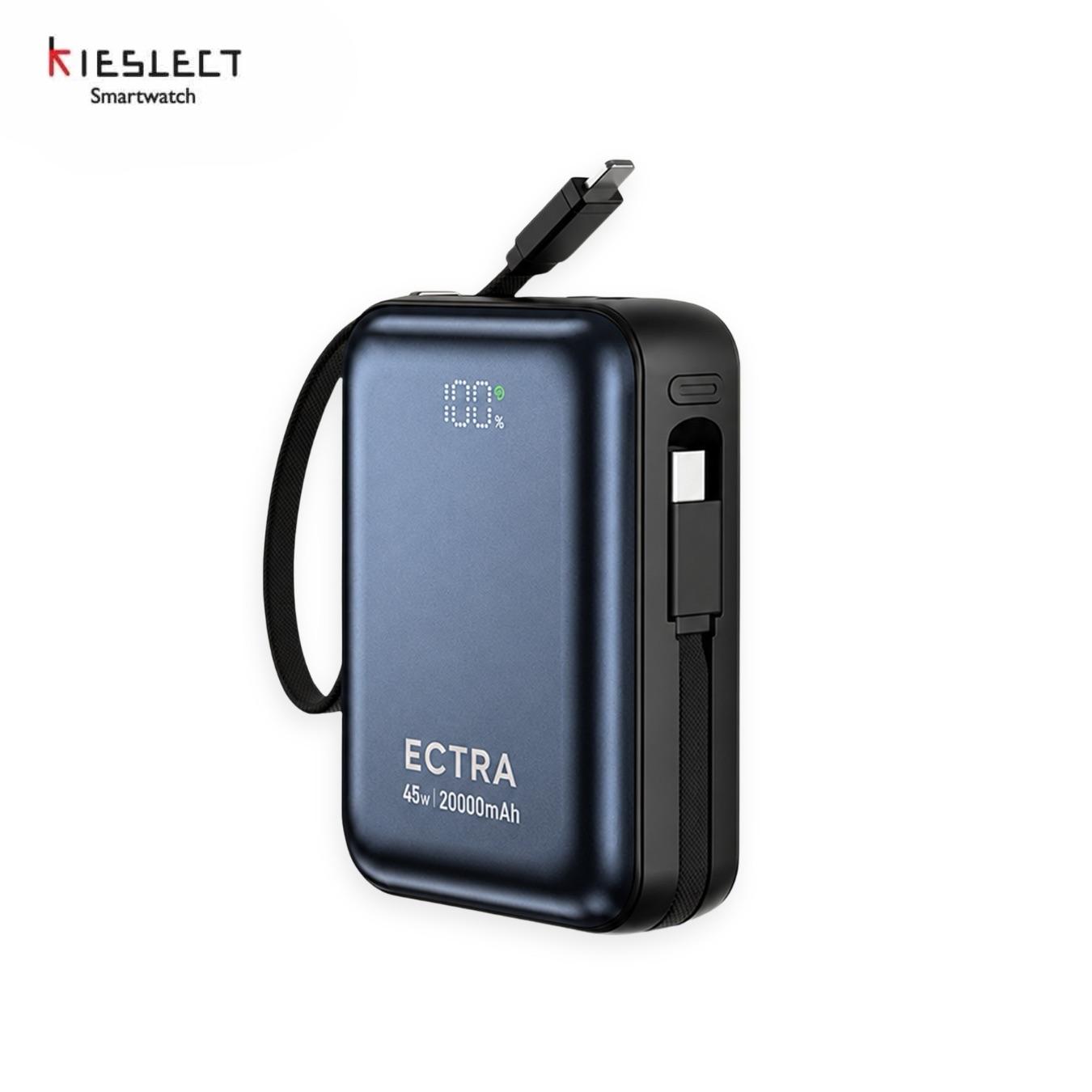 kieslect Ectra NaNo Power Bank 20000mAh 45W Built-In USB-C & Lightning Cable