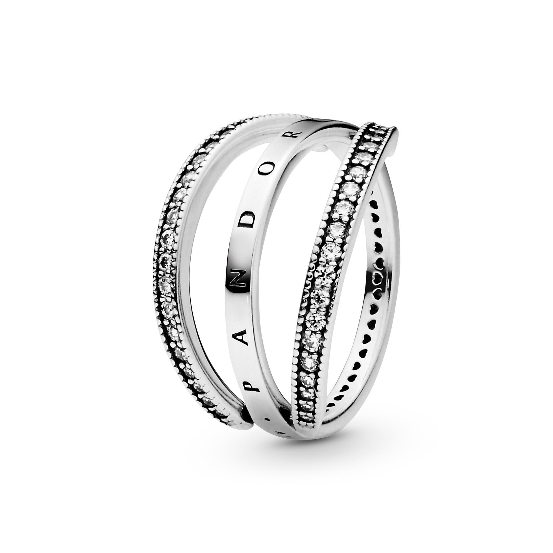 Pandora Logo & Hearts Ring 