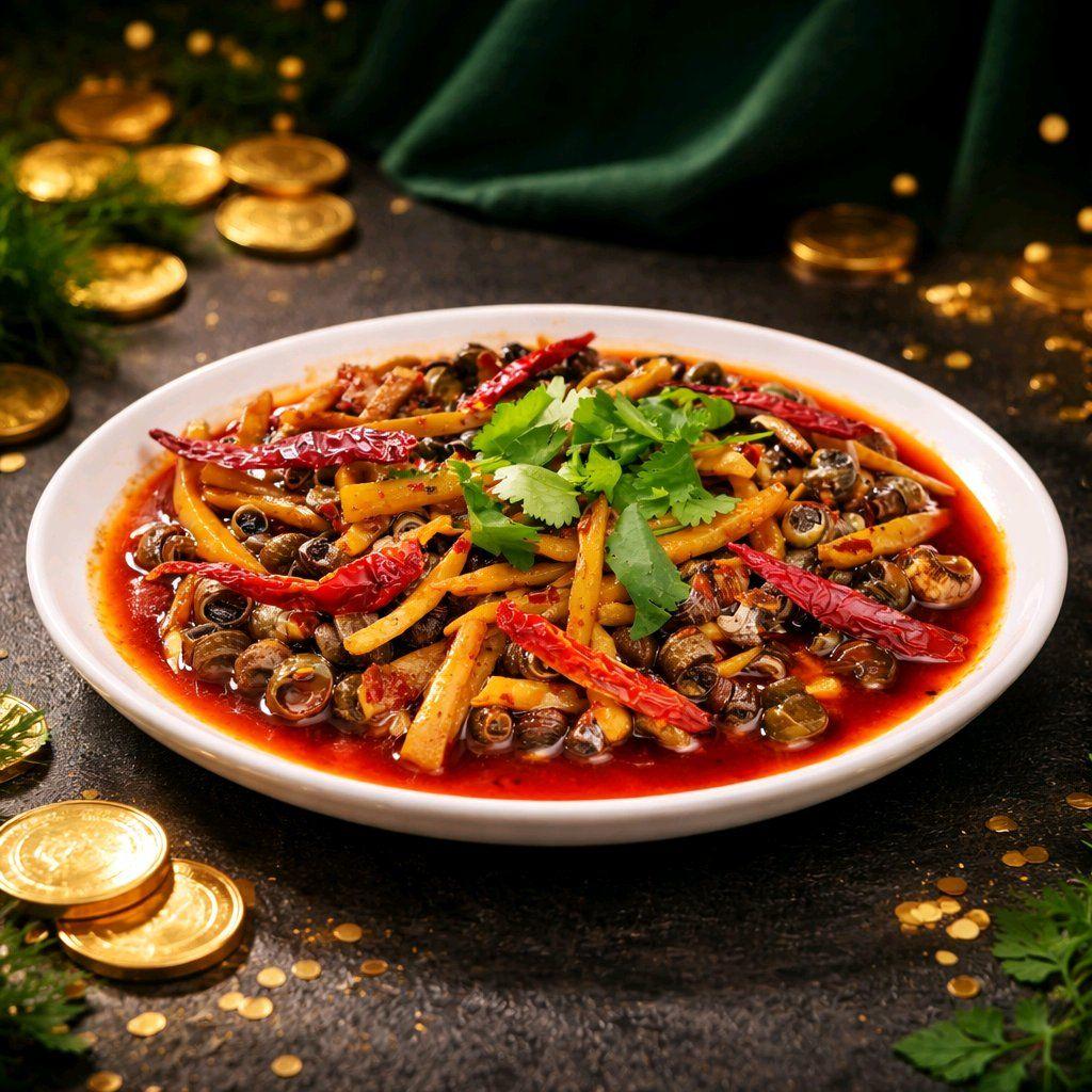 ខ្ចៅត្រពាំងឆាស៊ីឈួន / Braised Mystery Snail with Sichuan Flavour