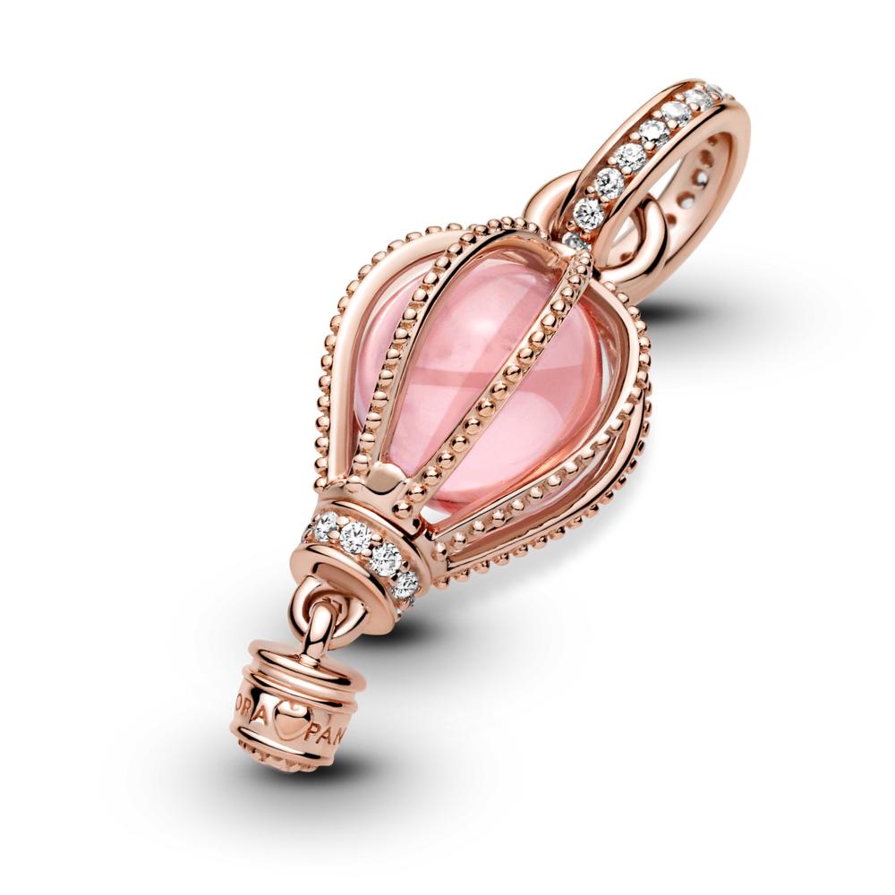 Sparkling Pink Hot Air Balloon Dangle Charm
