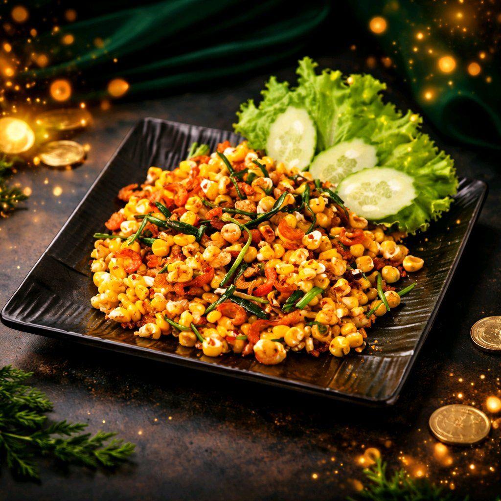 ពោតលីងបង្គាក្រៀម / Stir Fried Corn with Dried Shrimp