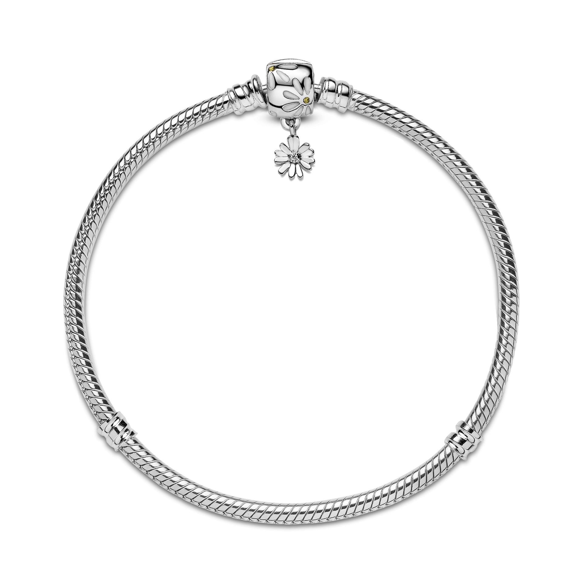 Pandora Moments Daisy Flower Clasp Snake Chain Bracelet