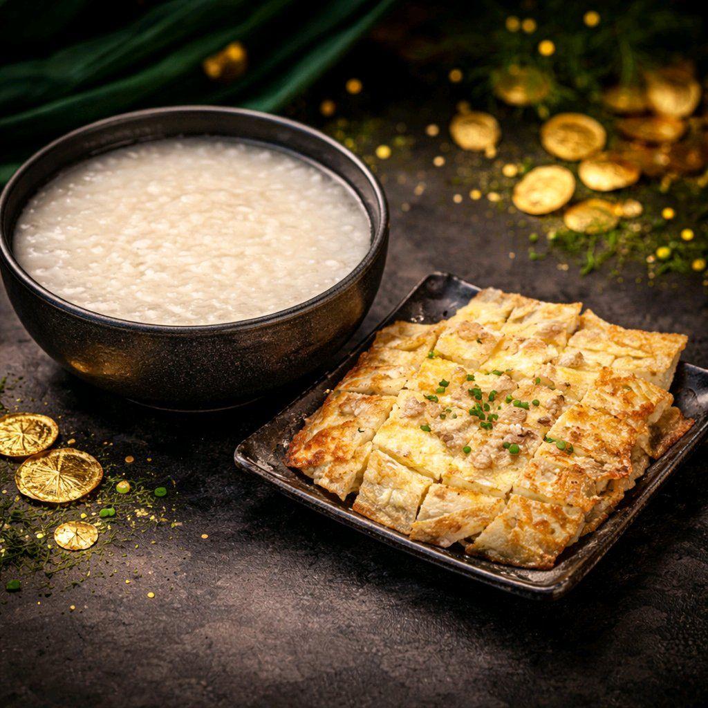 បបរសពងទាចៀនឆៃពៅ / Porridge with Salt Preserved Daikon Radish