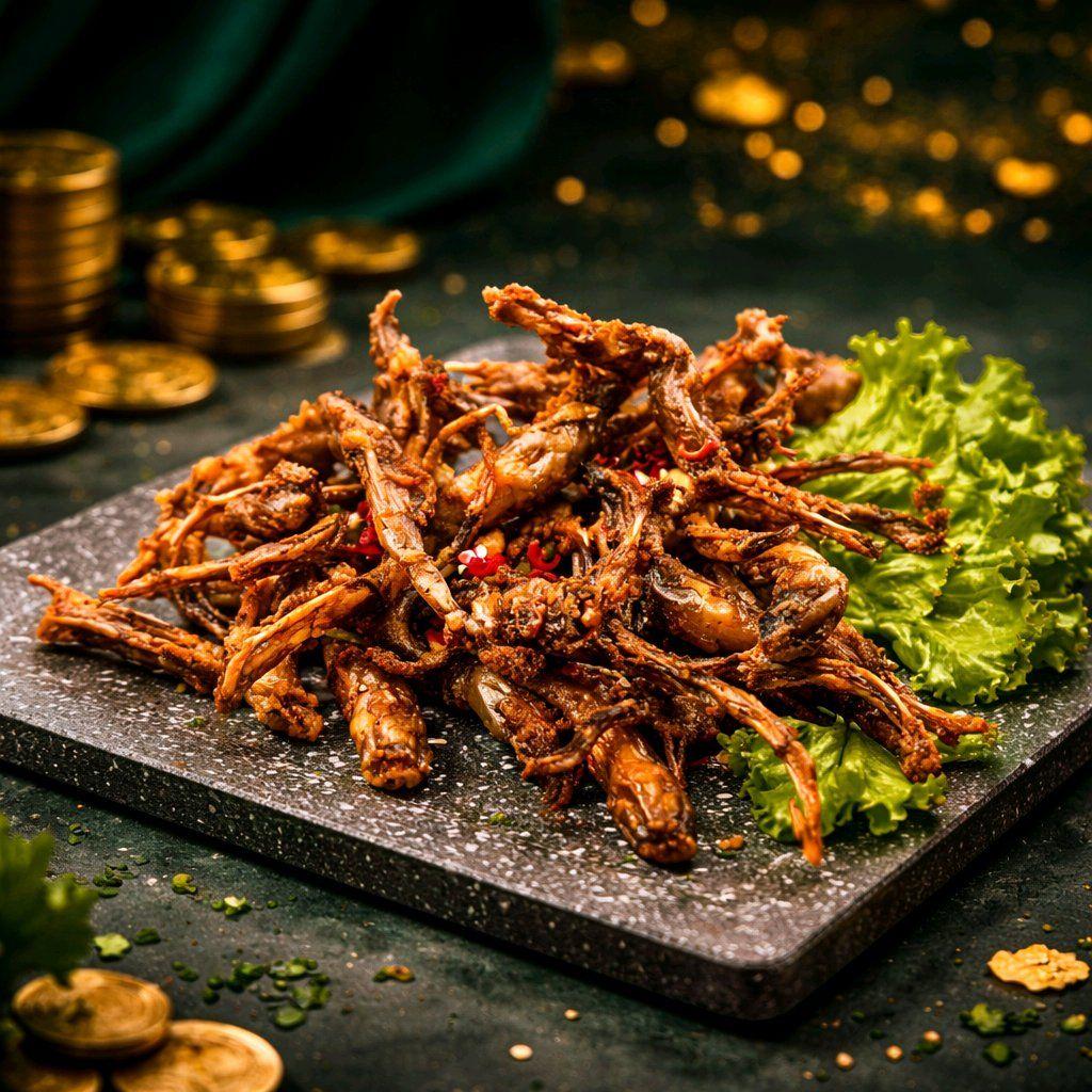 អណ្តាតទាបំពងខ្ទឹមស / Deep Fried Duck Tongue with Garlic