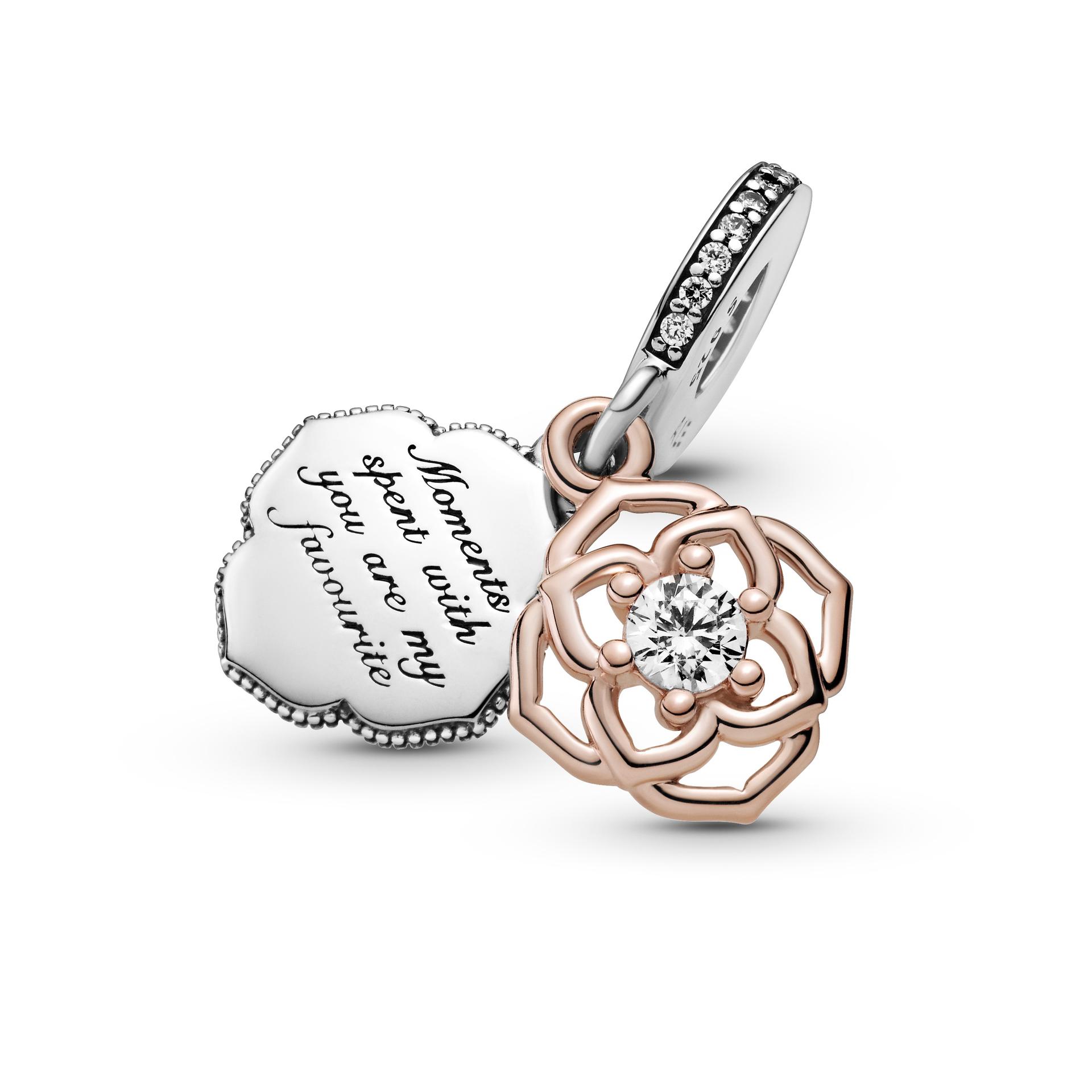PANDORA Two Tone Rose Charm 