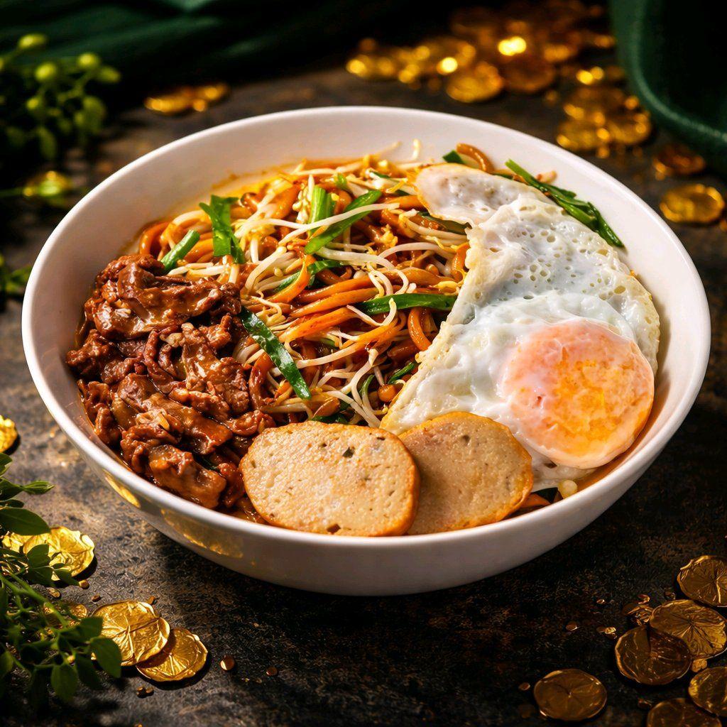 លោតឆាពងទាសាច់គោប៉ាតេ / Special Rice Pin Noodle