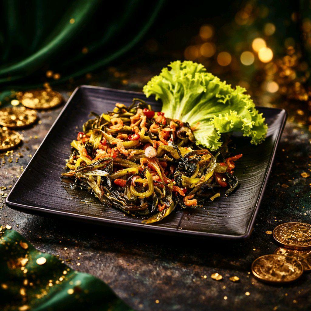 ជ្រក់ស្ពៃបង្គាក្រៀម / Pickled Mustard Green with Dried Shrimp