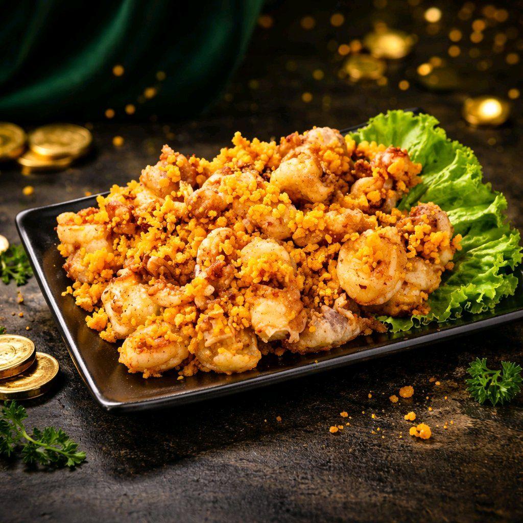 មឹកបំពងពងទាប្រៃ / Deep Fried Squid with Salted Egg