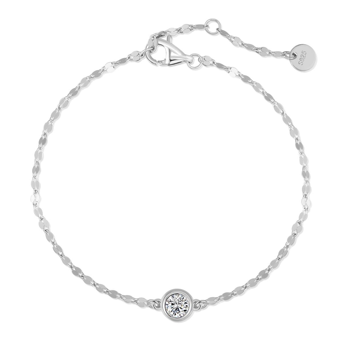 Round Cut Bezel Floating Chain Bracelet