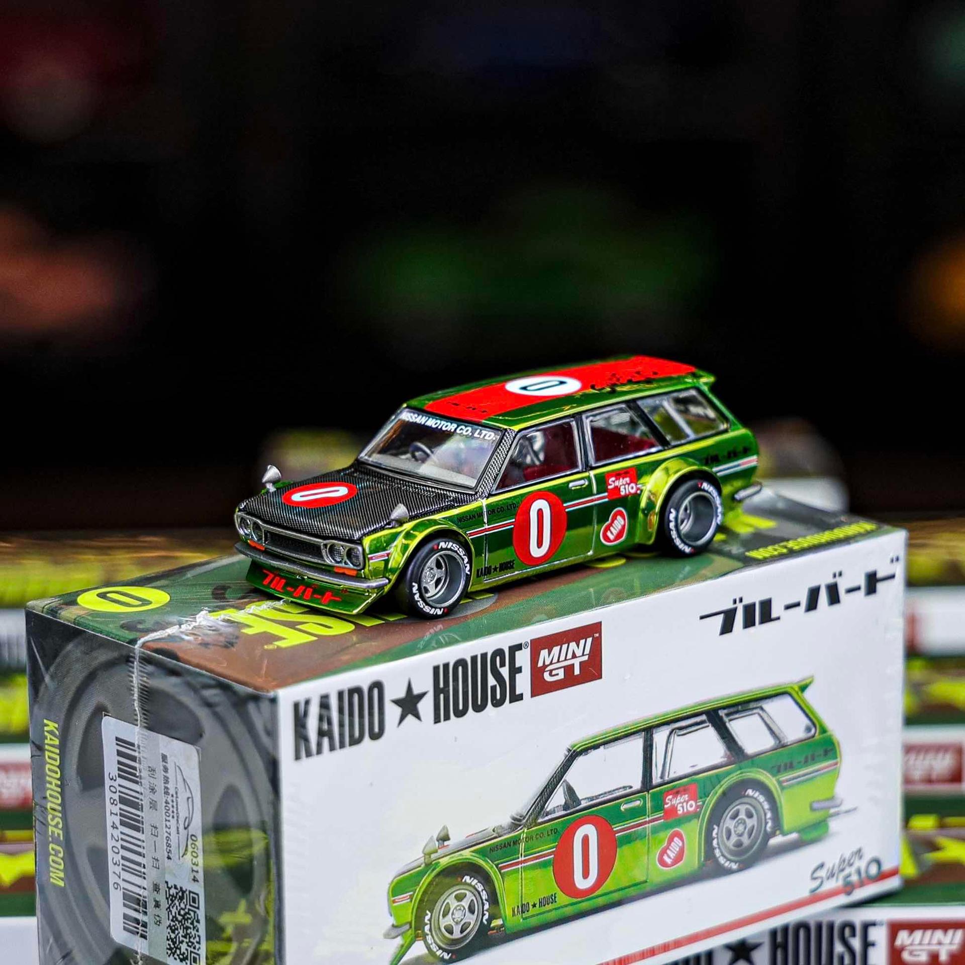 Kaido House x Mini GT Datsun KAIDO 510 Wagon OG Flo Chrome Yellow #164 1/64