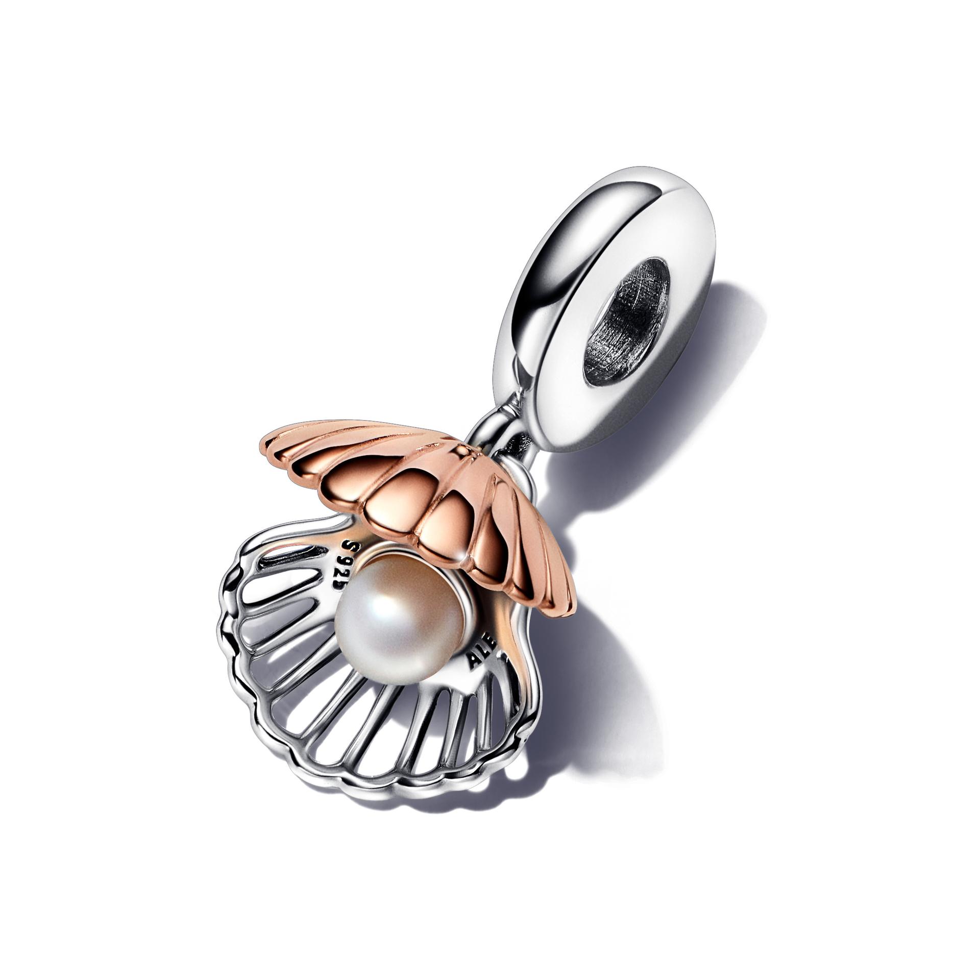 PANDORA Sea Shell Pearl Dangle Charm