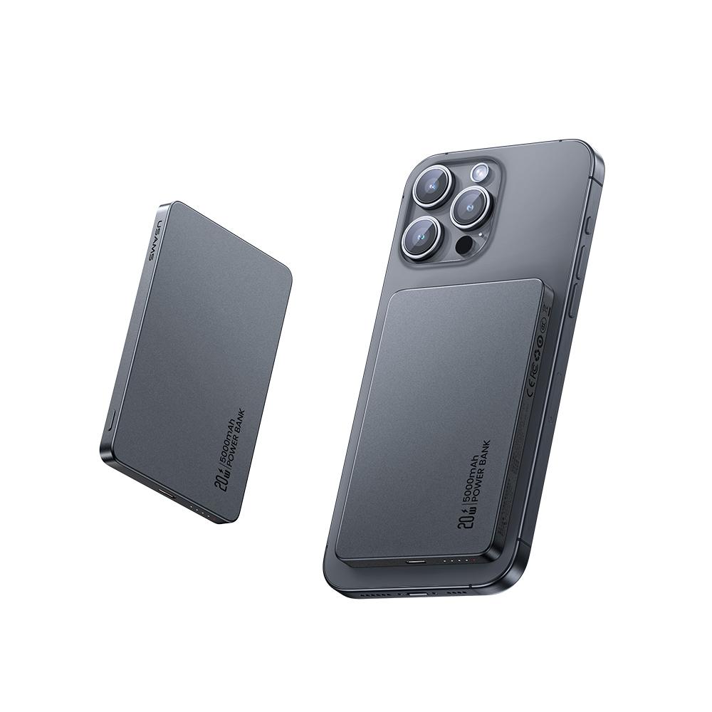 USAMS PD20W Aluminum Alloy Magnetic Wireless Fast Charging Power Bank 5000mAh