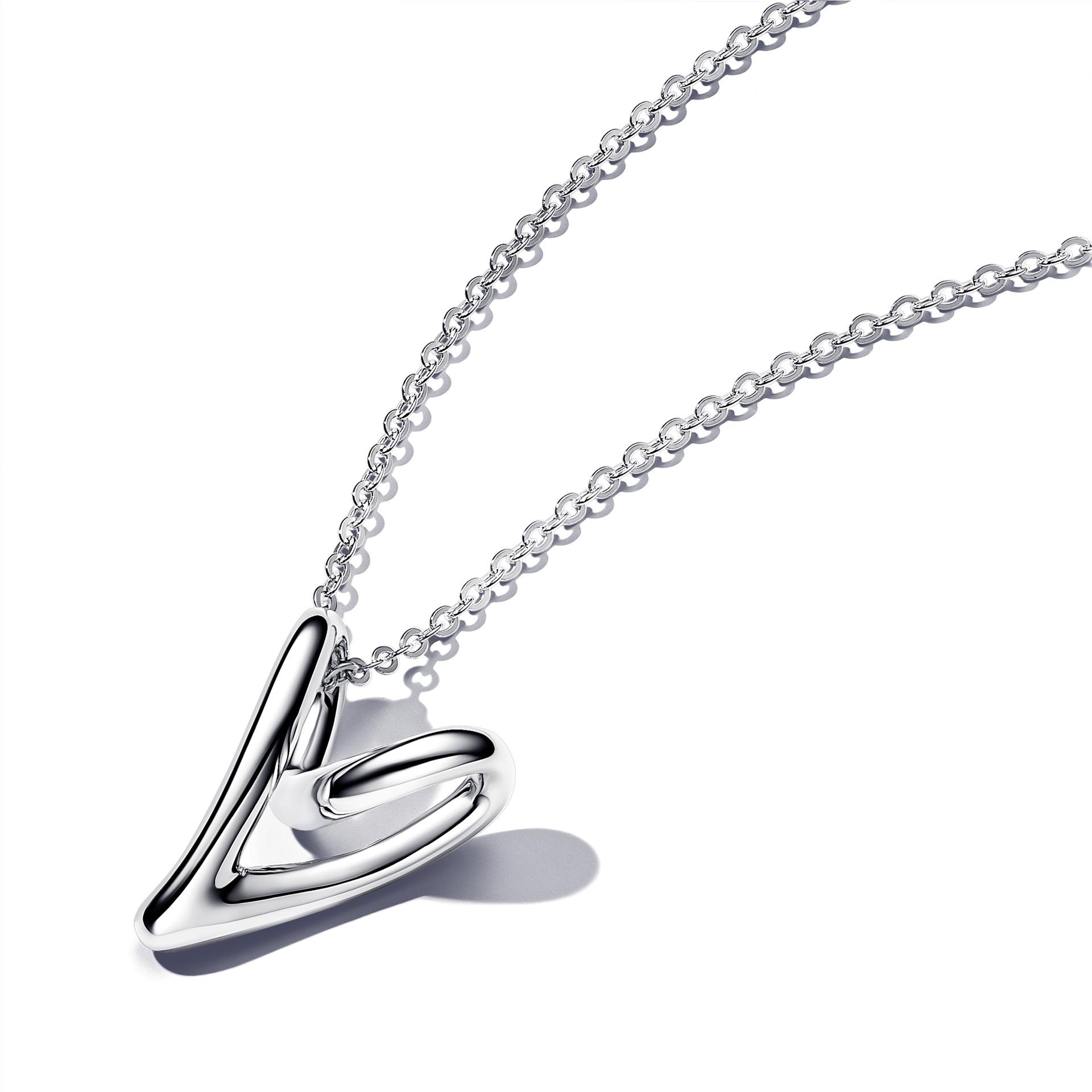 Pandora Silver Organically Shaped Heart Pendant Necklace