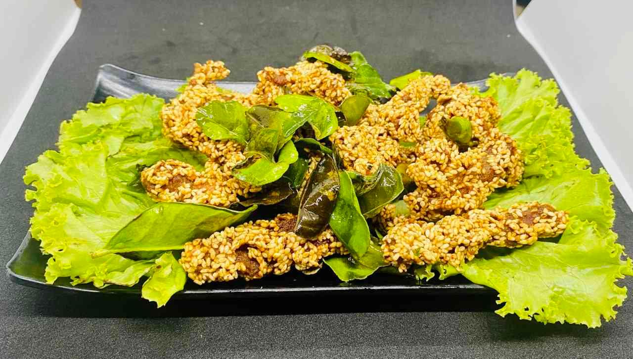 សាច់គោបំពងល្ង / 芝麻炒牛肉