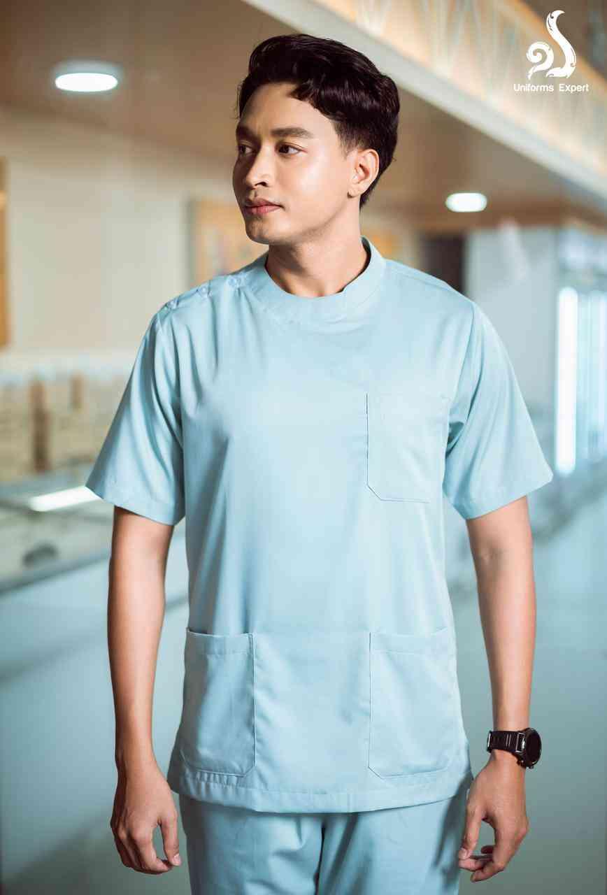 ឈុតបុរសពណ៌ហ្កិចស្រាល - Nurse set for men light grey color