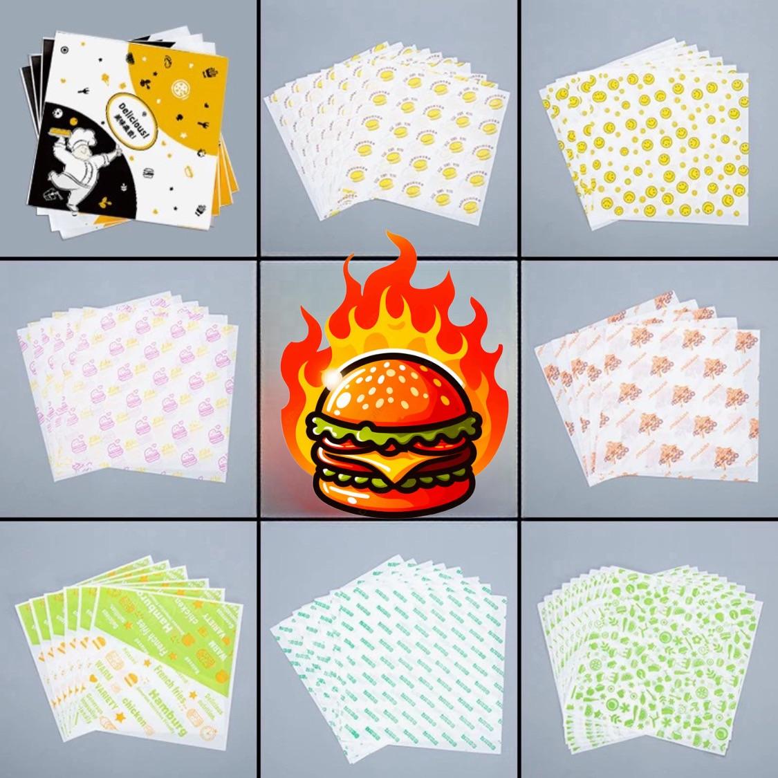 ក្រដាសខ្ចប់ប៉ឺហ្គឺ Hamburger Paper
