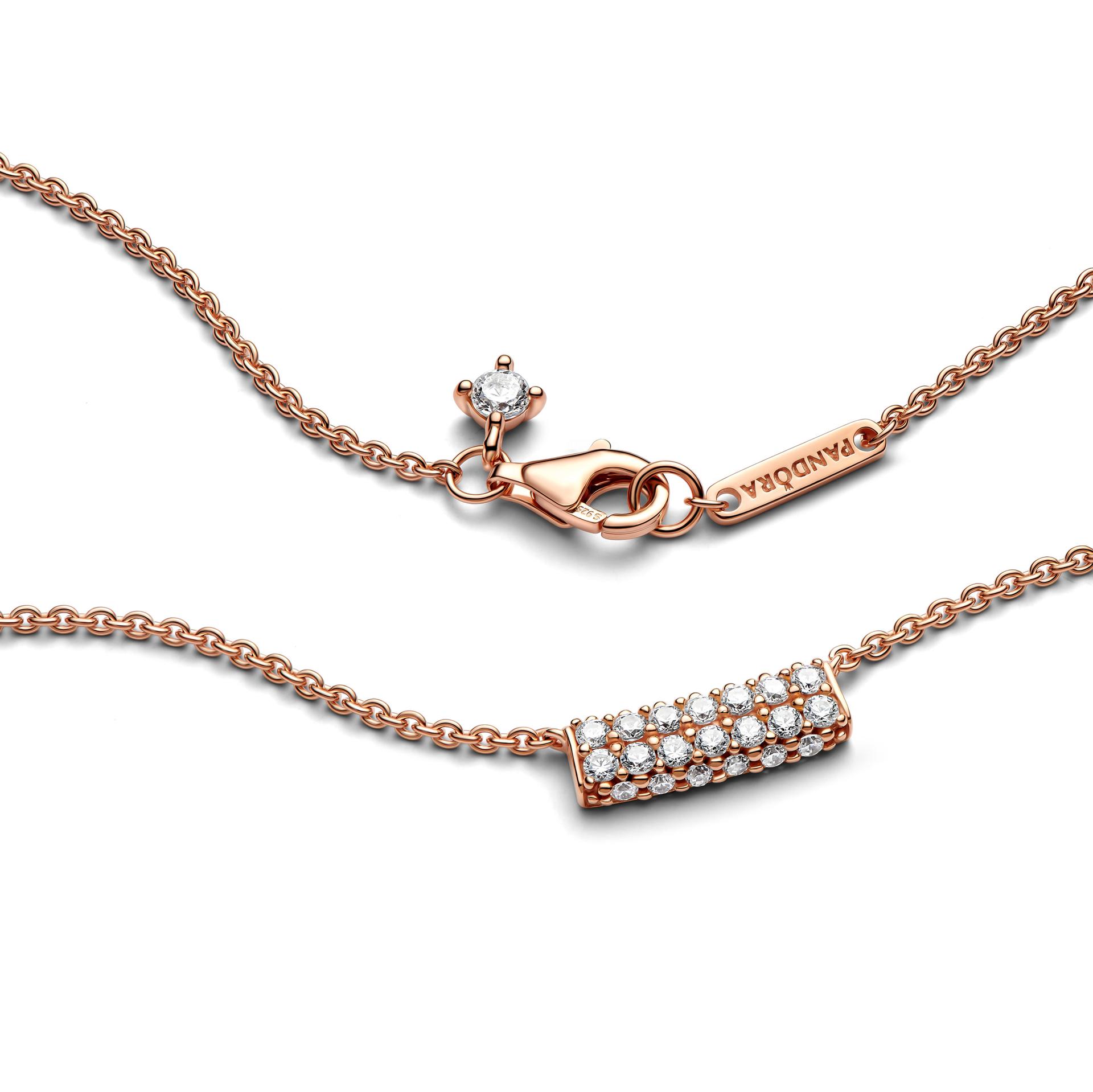 Pandora Timeless Pavé Double-row Bar Collier Necklace