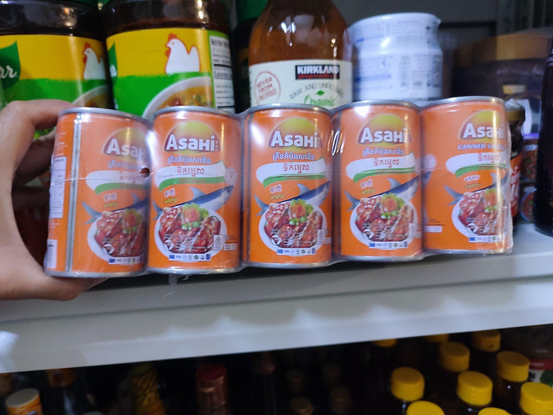 Asahi sadin fish cans chilli ត្រីខរសជាតិទឹកម្ទេស 155g*10