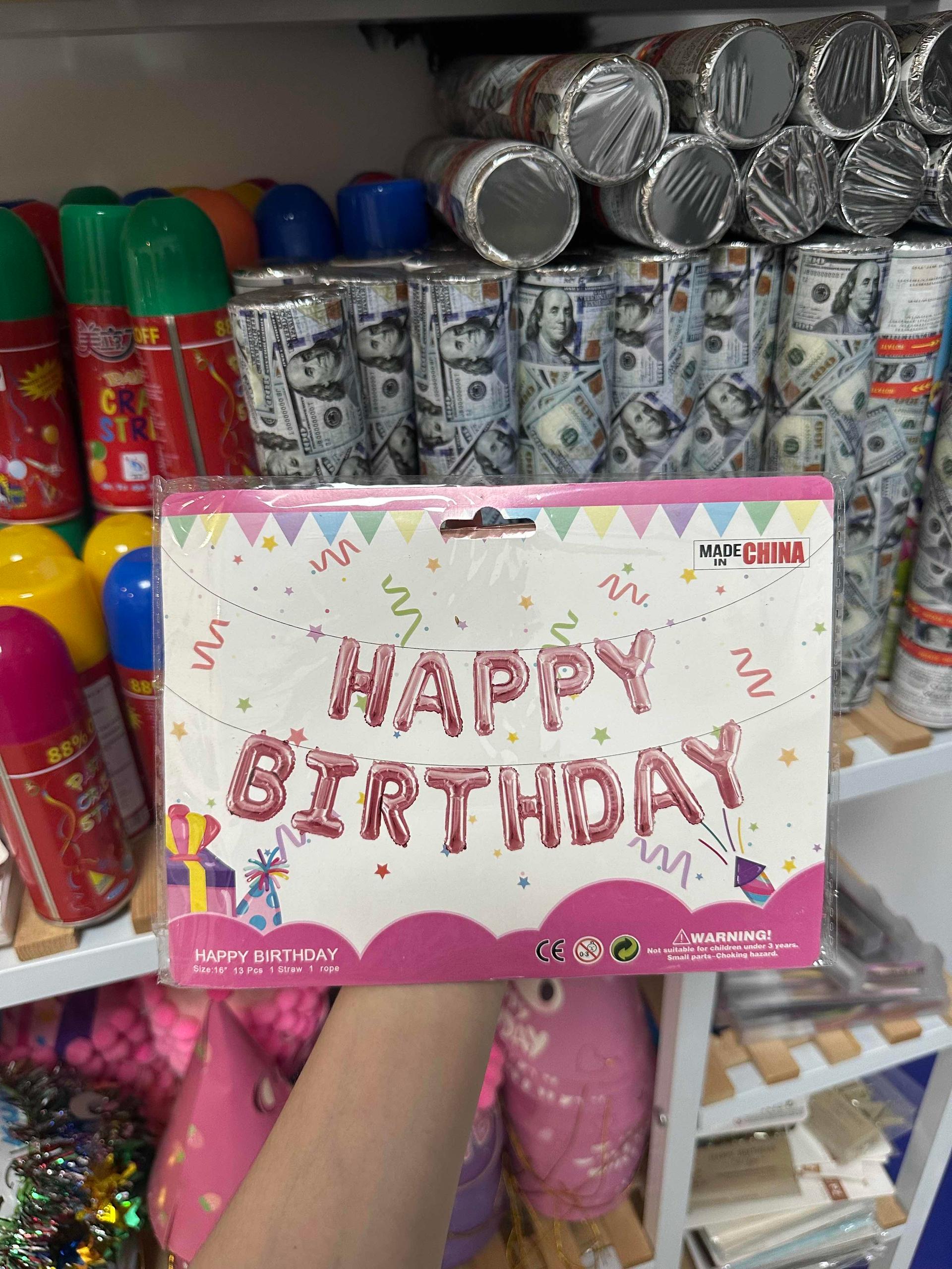 HBD balloons pink