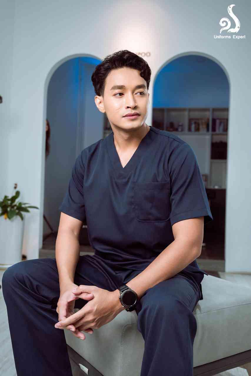 ឈុតបុរសពណ៌ខៀវទឹកប៊ិច - Nurse set for men dark blue color