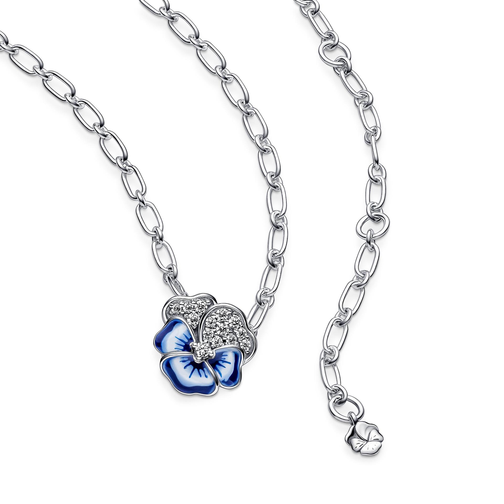 Pandora Blue Pansy Pendant Necklace