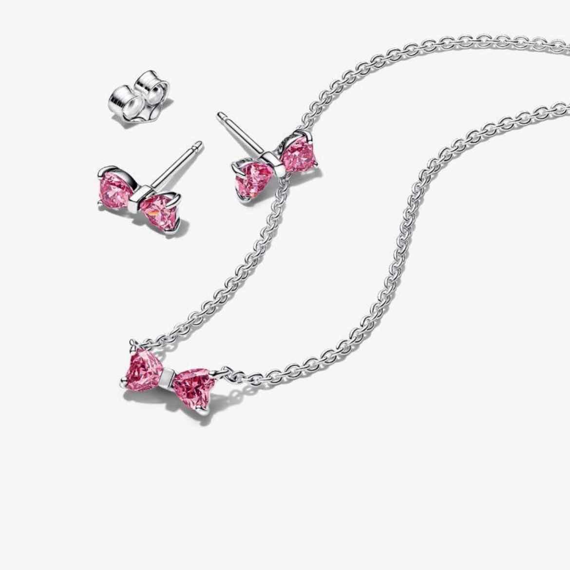 Pandora Sparkling Pink Bow Jewelry Gift Set