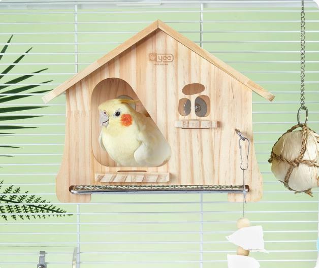 ផ្ទះឈើ បក្សី Parrot Bird Nest Wooden House (Size: 21*17.5*14cm)