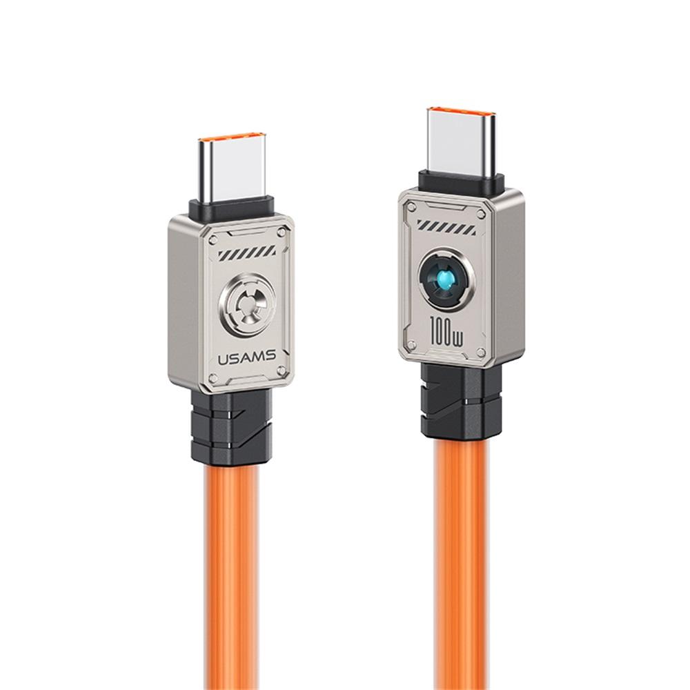 USAMS Type-C To Type-C 100W Zine Alloy Data Cable with Light