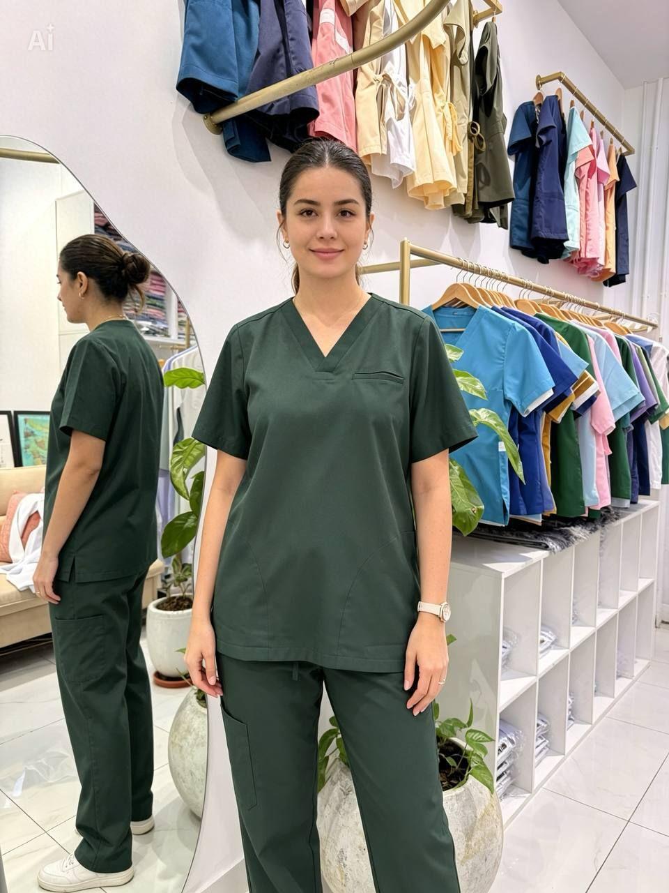 VIPឈុតសម្រាប់នារីពណ៌បៃតងចាស់ - Nurse set for women dark green color