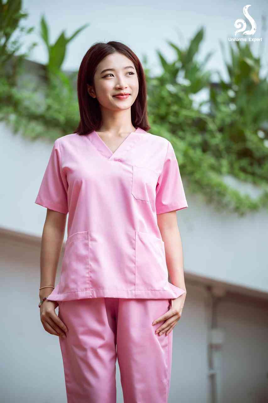 ឈុតនារីពណ៌ផ្កាឈូក - Nurse set for women Pink color