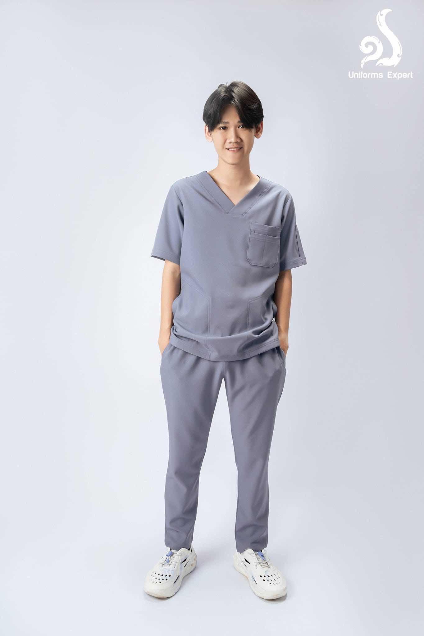 VIPឈុតបុរសពណ៍ប្រផះ - Nurse set for men dark gray color