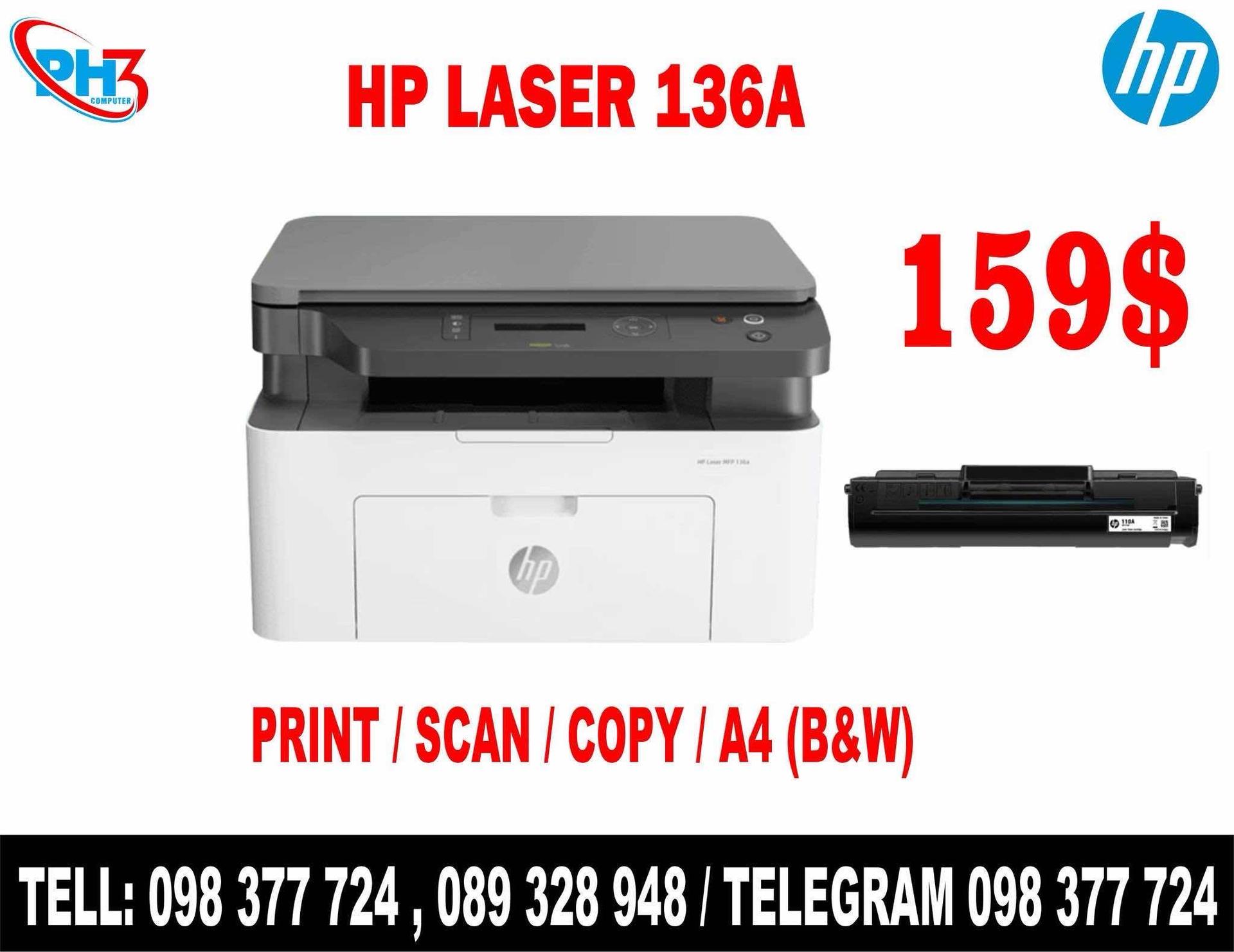 HP Laser 136a /Print Scan Copy A4 សខ្មៅ​ 159$