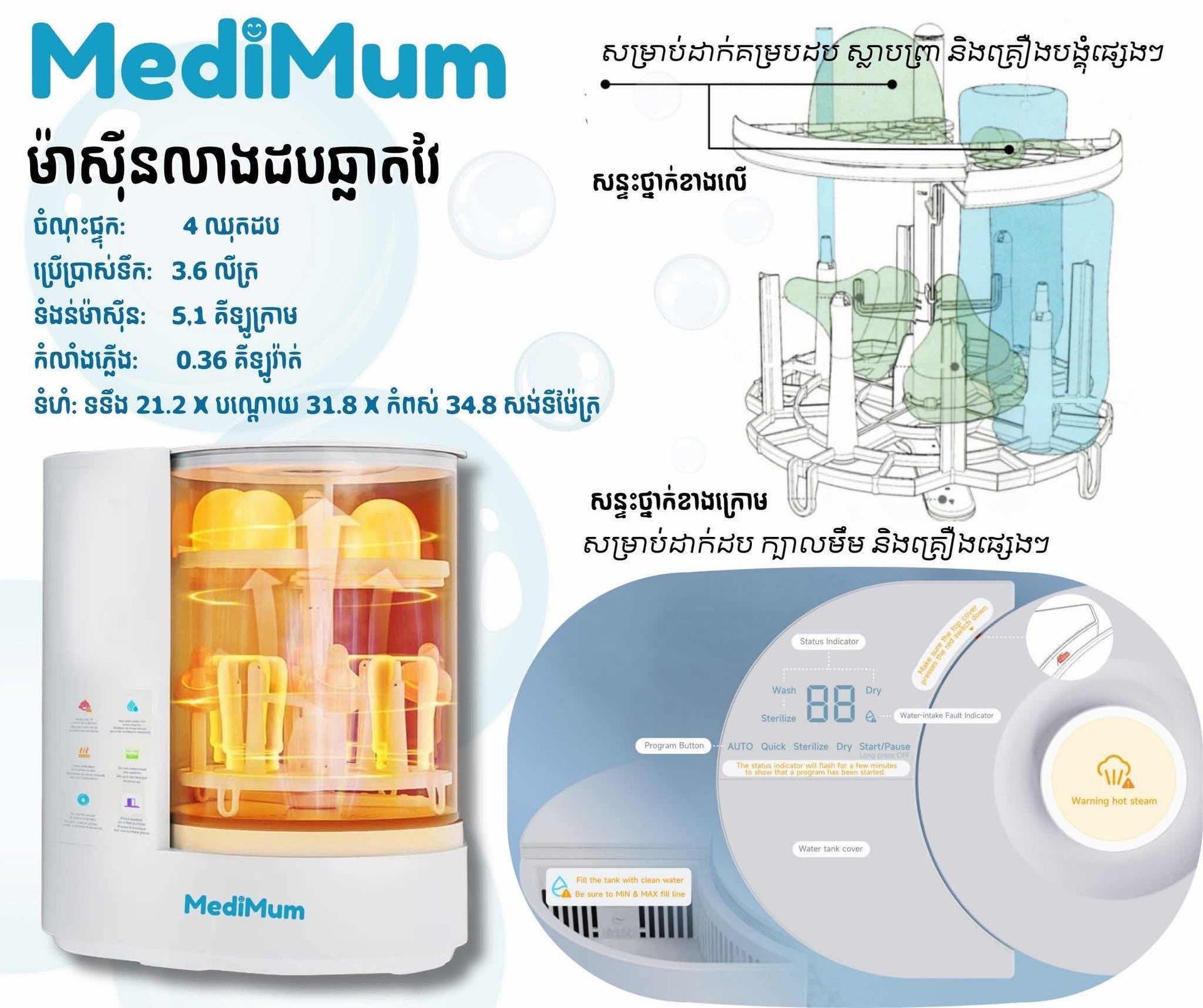 ម៉ាស៊ីនលាងសម្អាតដបឆ្លាតវៃ MediMoum