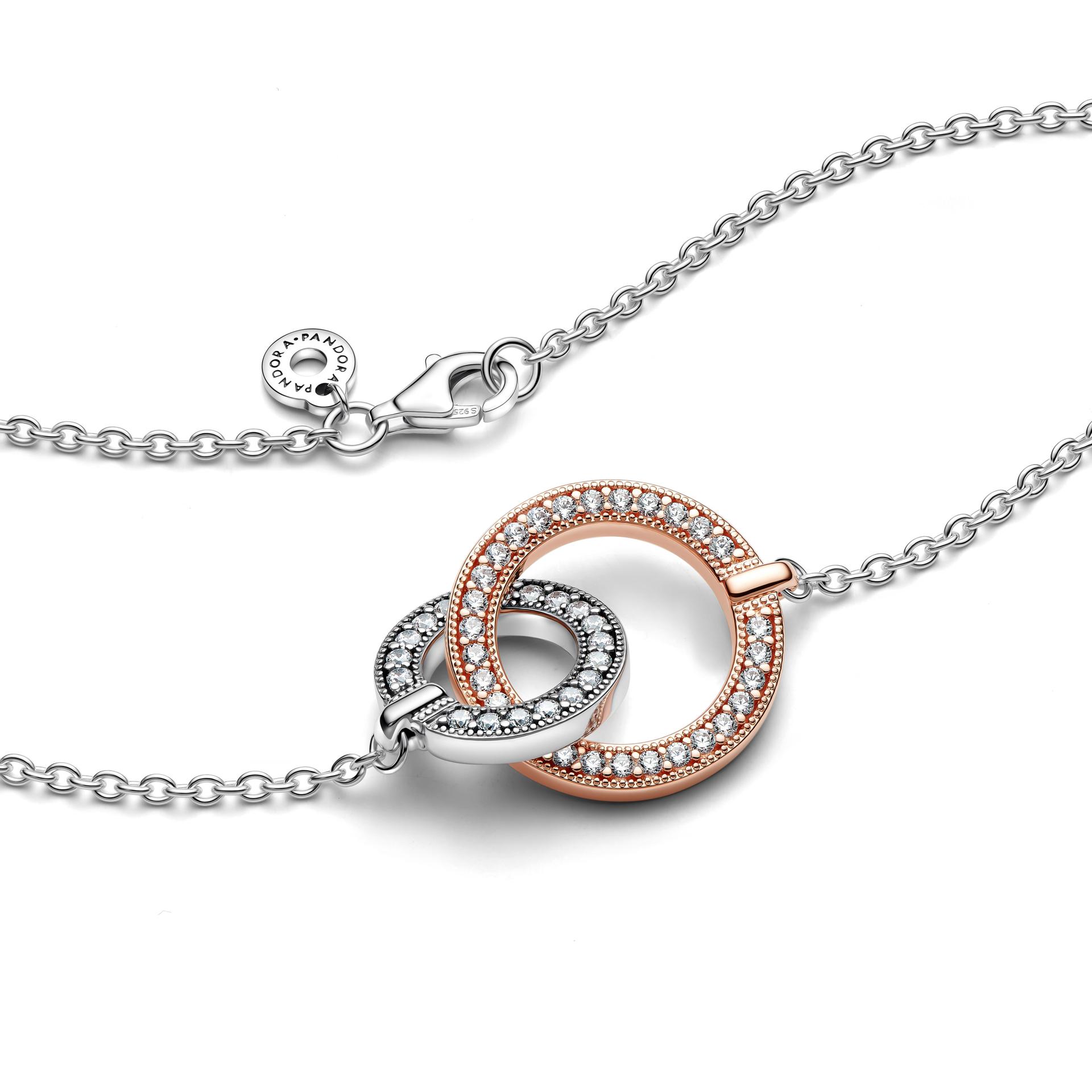 Pandora Signature Two tone Intertwined Circles Necklace
