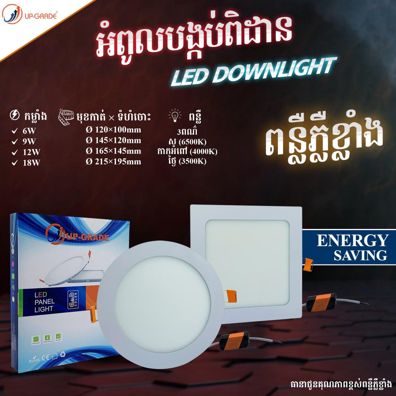 បង្កប់ពិដាន Panel ន្លឺ 3ពណ៏ ច្រើនទំហំ