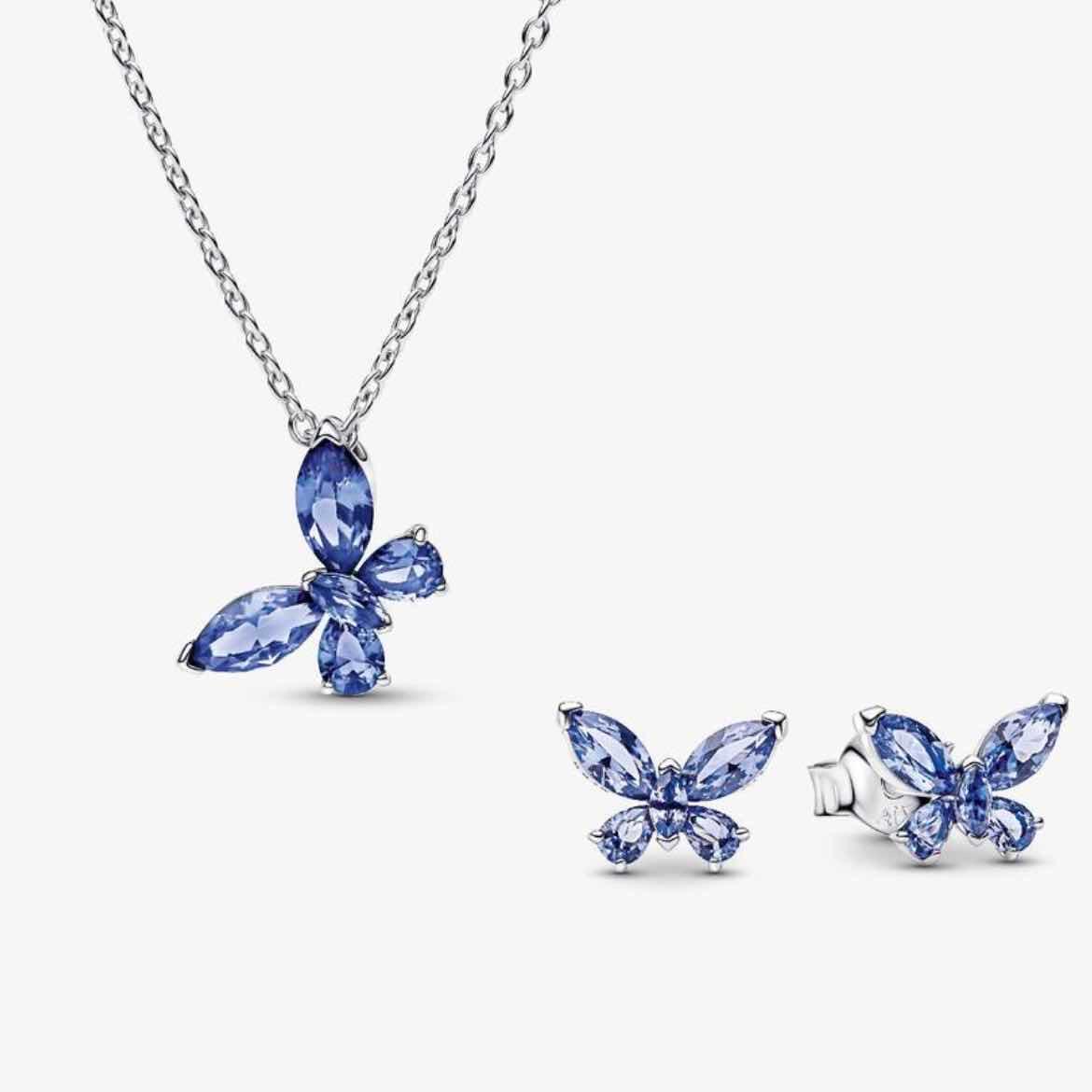 Pandora Sparkling Blue Butterfly Jewelry Gift Set