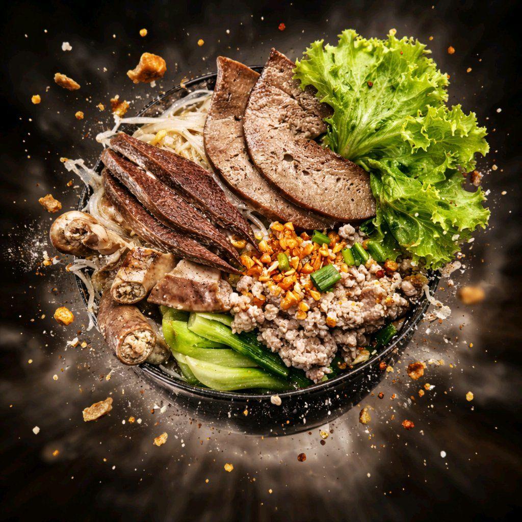 គុយទាវគ្រឿងក្នុងសាច់ចិញ្ច្រាំ / Chinese Noodle Soup with Chopped Pork & Pork Organ