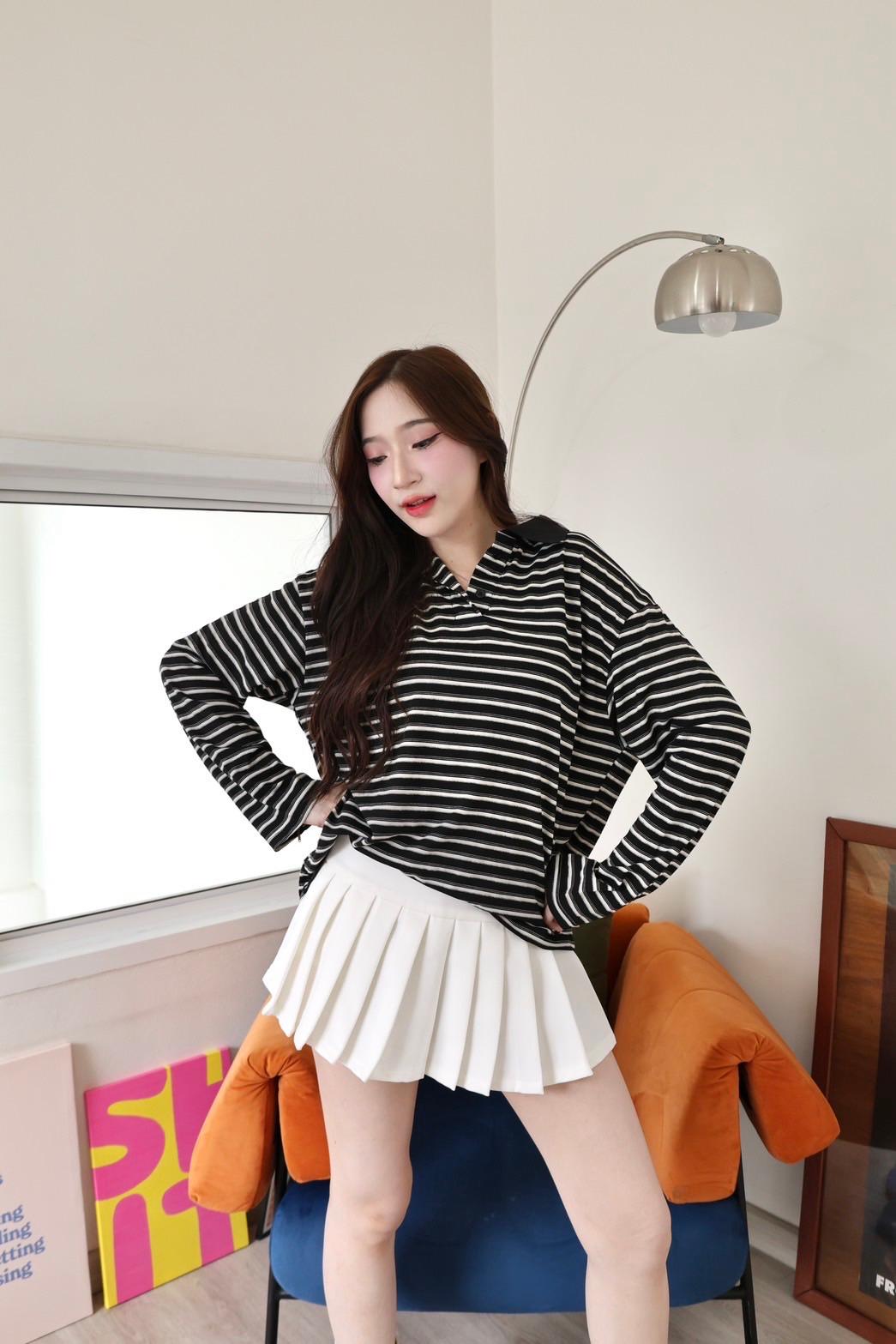 Stripped long-sleeve top