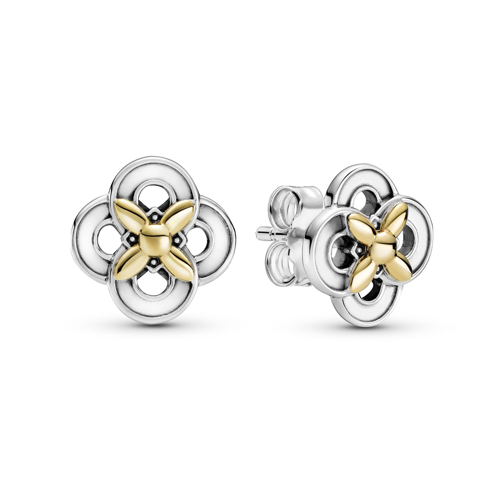 Two-tone Flower Stud Earrings