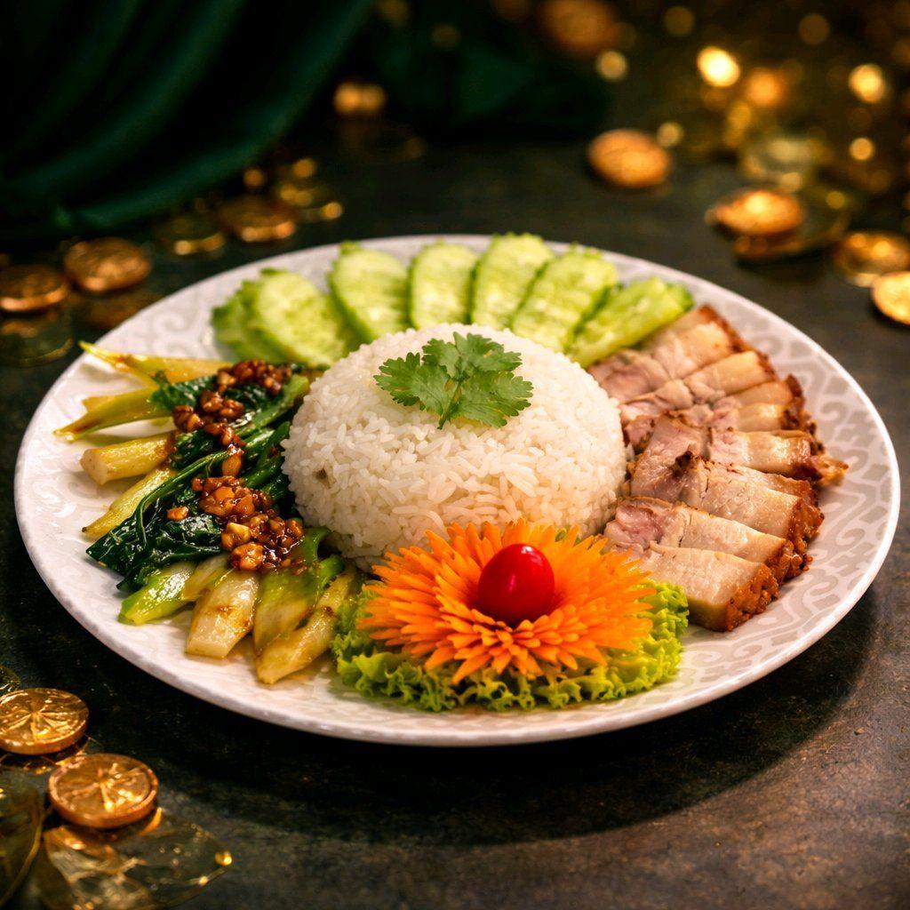 បាយសាច់ជ្រូកស្រួយ / Rice with Crispy Fried Pork