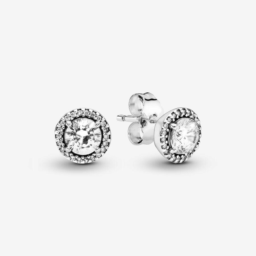 Pandora Round Sparkle Stud Earrings